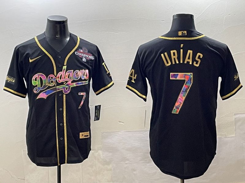 Men Los Angeles Dodgers 7 Urias Black Fashion Game 2025 Nike MLB Jersey style 03092